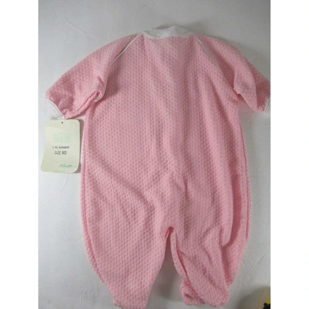 NEW Vintage Babygro Bunny Pajamas Baby Girl 12-17 LBS Pink Bodysuit